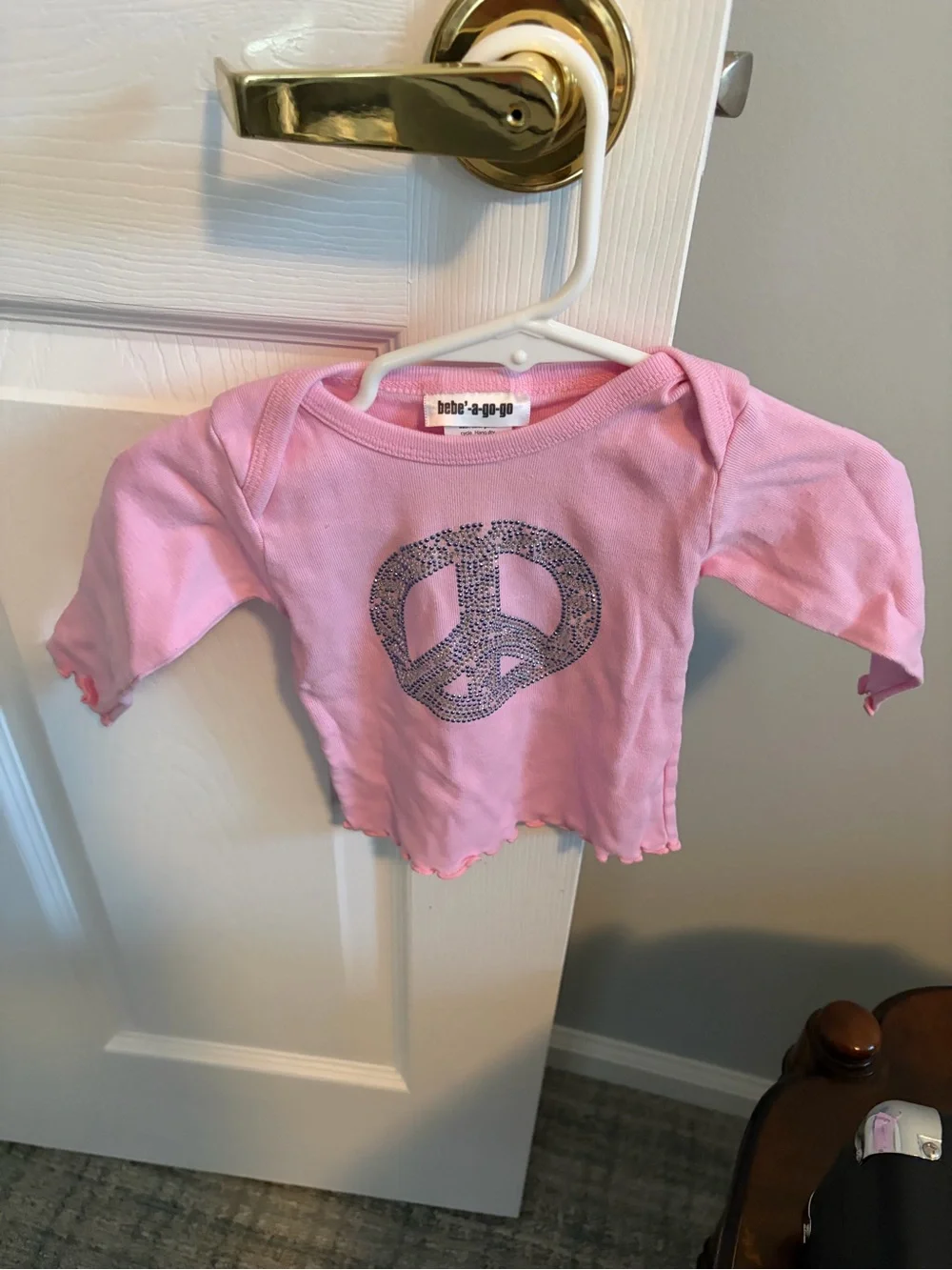 Bebe A Go Go Pink Peace Sign Long-Sleeve Baby Top